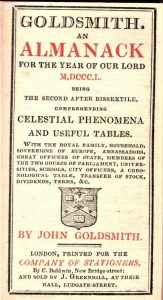 Goldsmiths Almanac Front cover